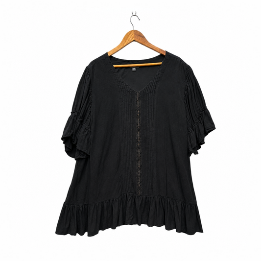 Autograph Black Plus Size Pintuck Top - Size 24