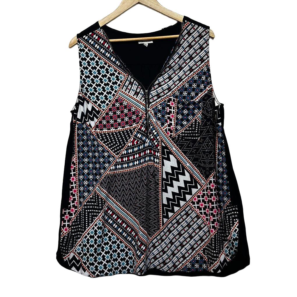 Autograph Black Plus Size Printed Sleeveless Top - Size 20