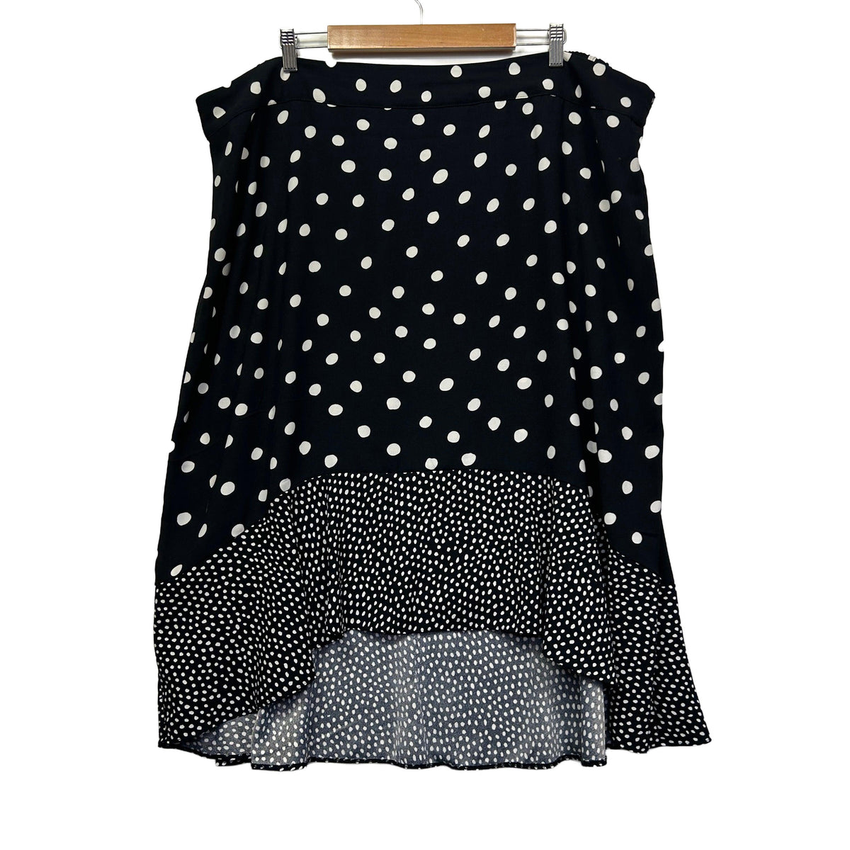 Autograph Black Polka Dot Plus Size Hi Low Skirt - Size 24