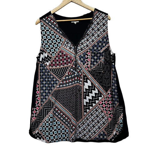 Autograph Black Printed Sleeveless Top - Size 20
