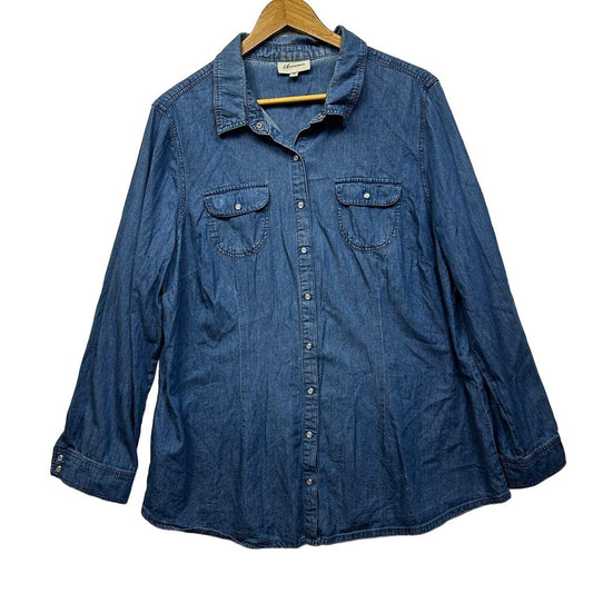 Autograph Denim Cotton Shirt - Size 16