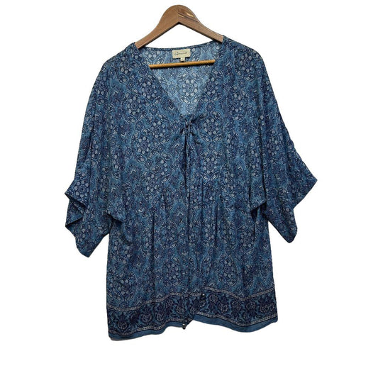 Autograph Blue Paisley Top - Size 20