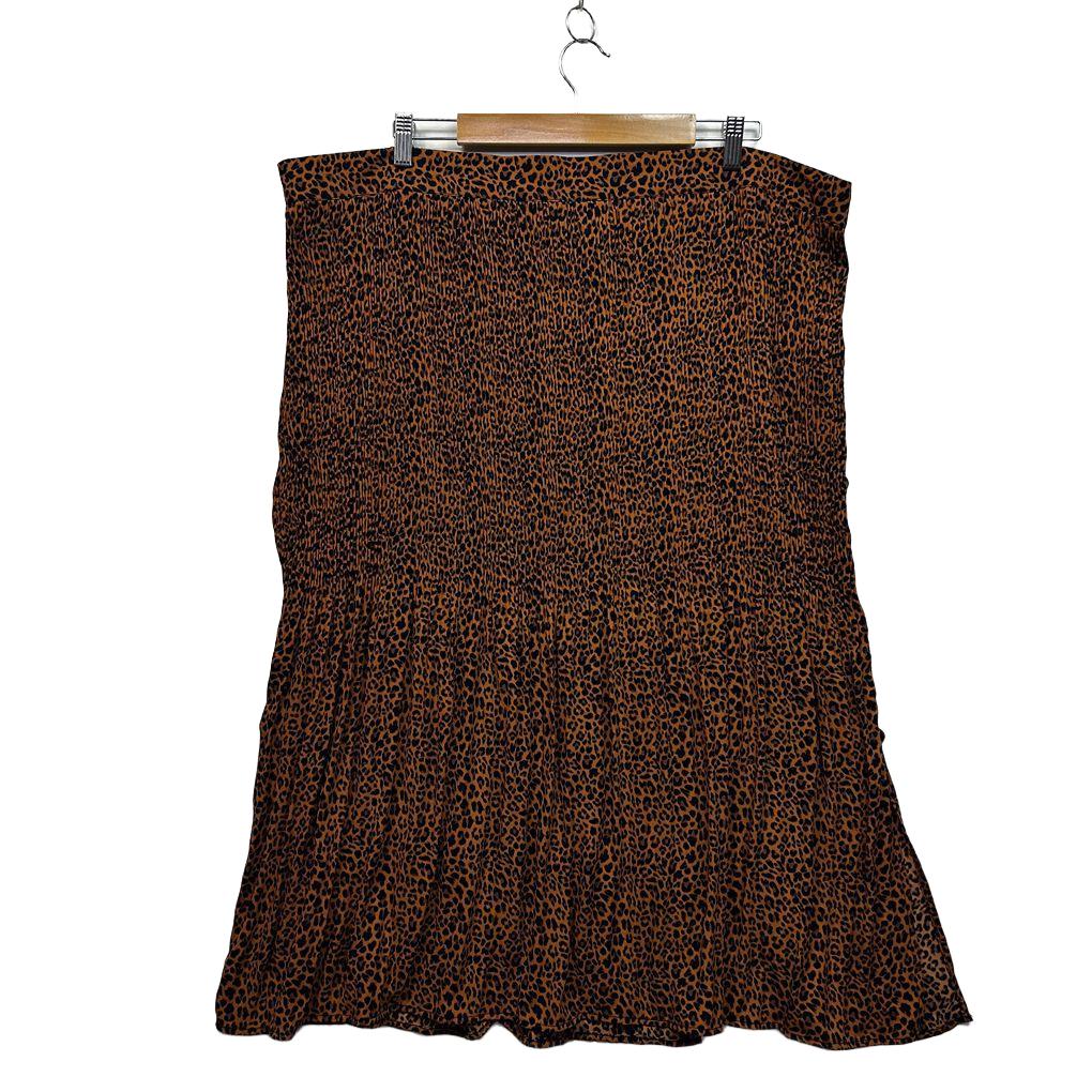 Autograph Brown Animal Print Plus Size Pleated Skirt - Size 24 RRP $89.99