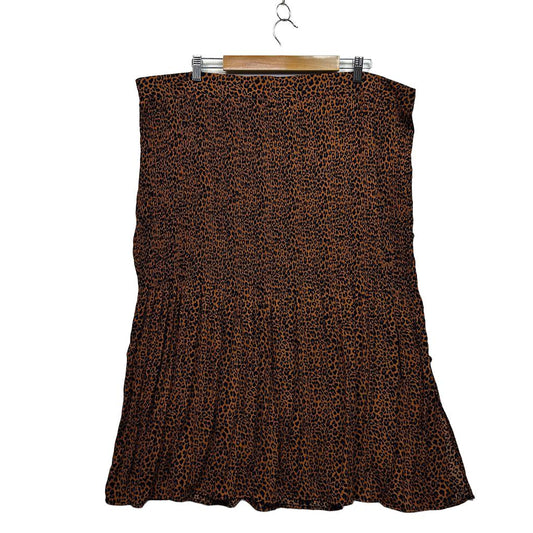Autograph Brown Animal Print Plus Size Pleated Skirt - Size 24 RRP $89.99