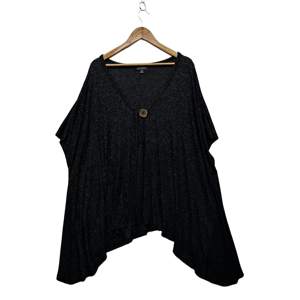Autograph Charcoal Plus Size Open Front Top - Size M/18