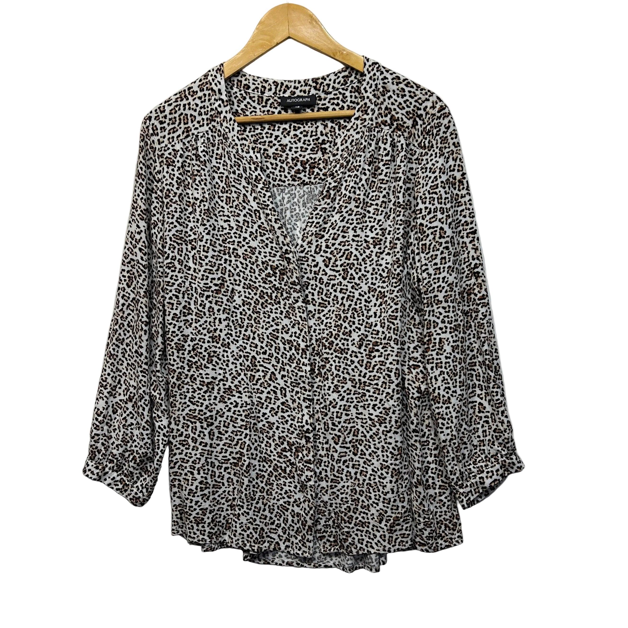 Autograph Cream Animal Print Top - Size 16