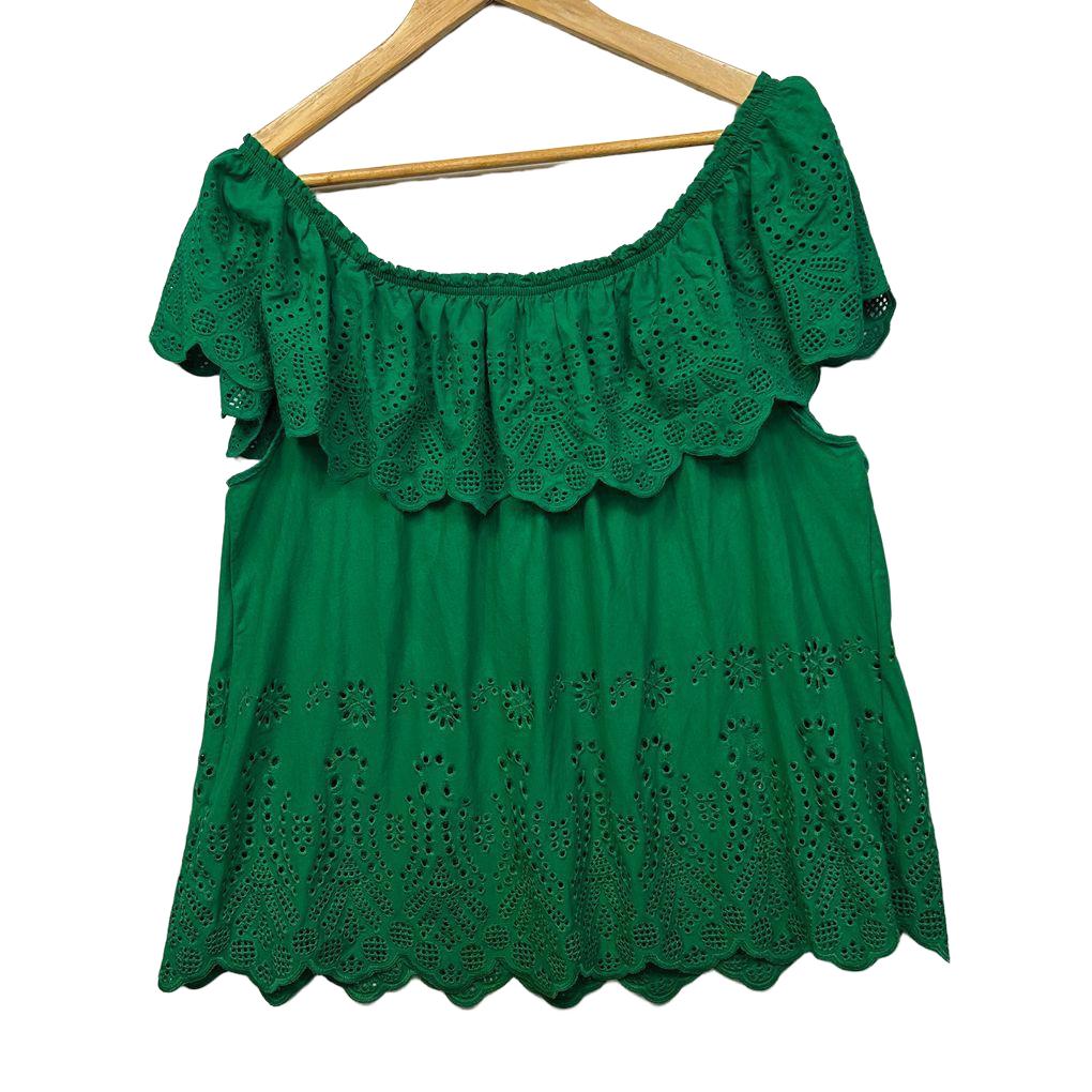 Autograph Green Cotton Top - Size 18/M