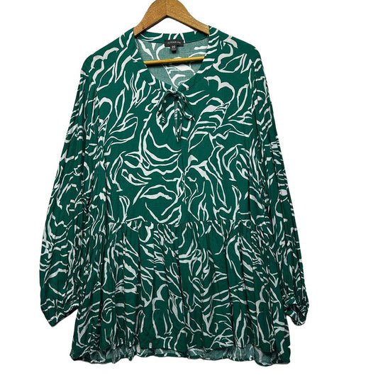 Autograph Green White Floral Plus Size Top - Size 20