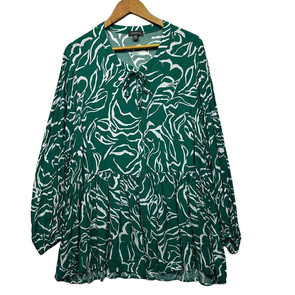 Autograph Green White Floral Plus Size Top - Size 20 - Preloved ...