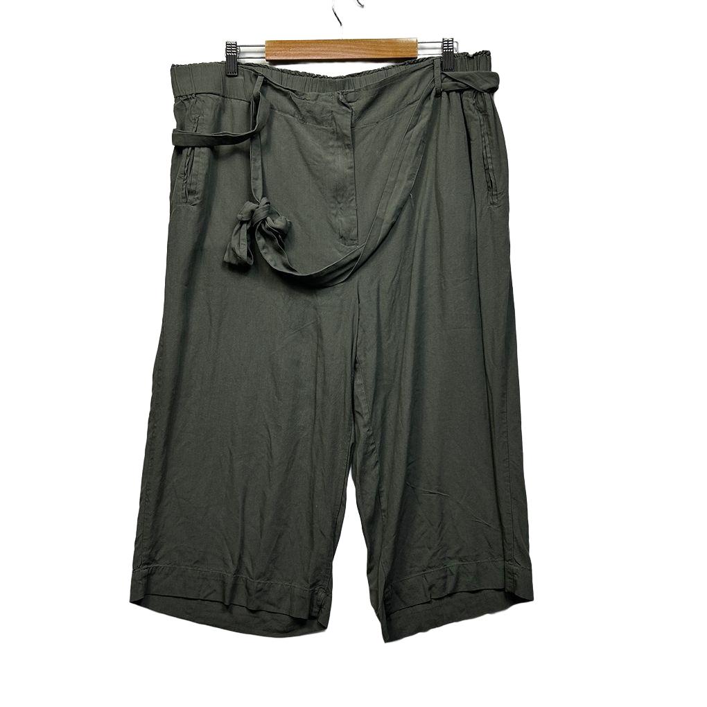 Autograph Khaki Plus Size Linen Cropped Pants - Size 18