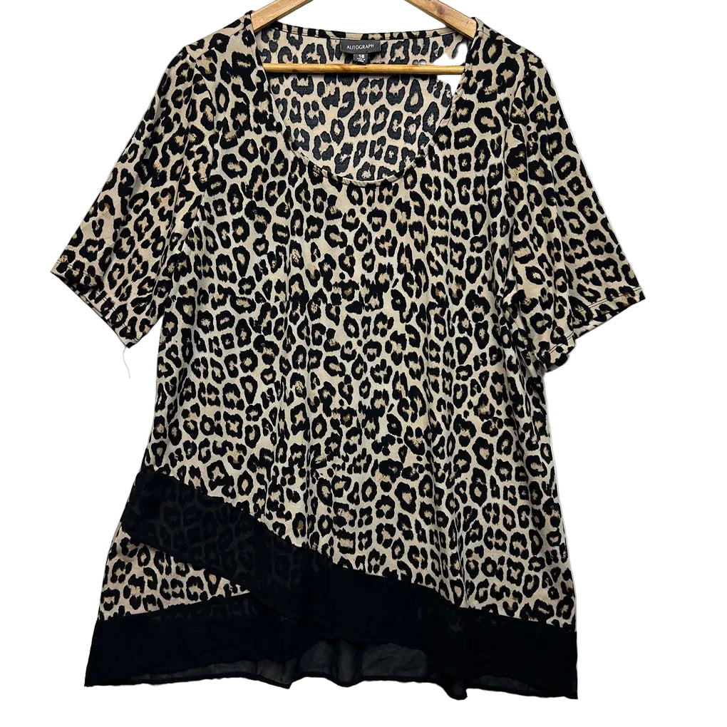 Autograph Leopard Print Top - Size 16