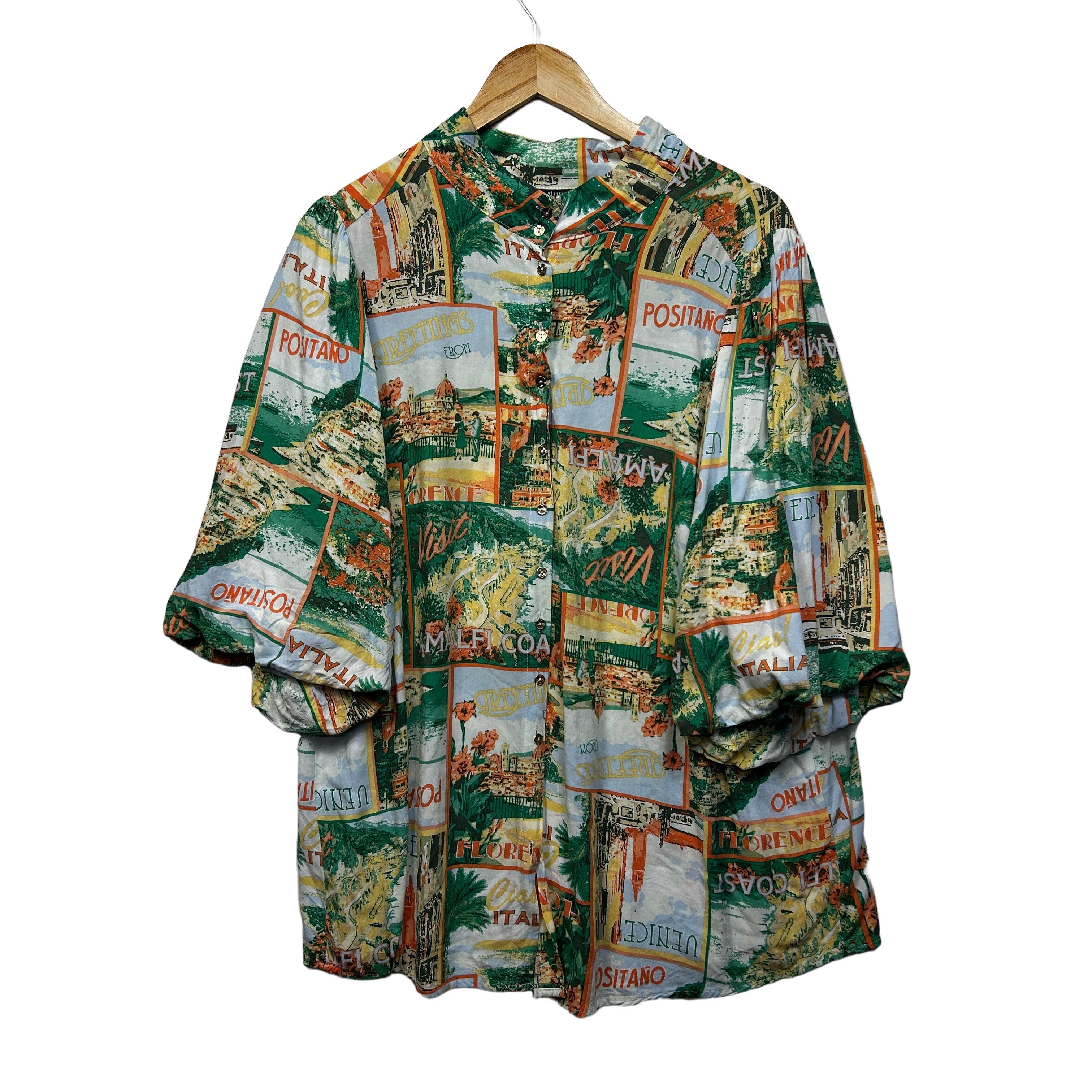 Autograph Multicoloured Button Up Plus Size Top - Size 18