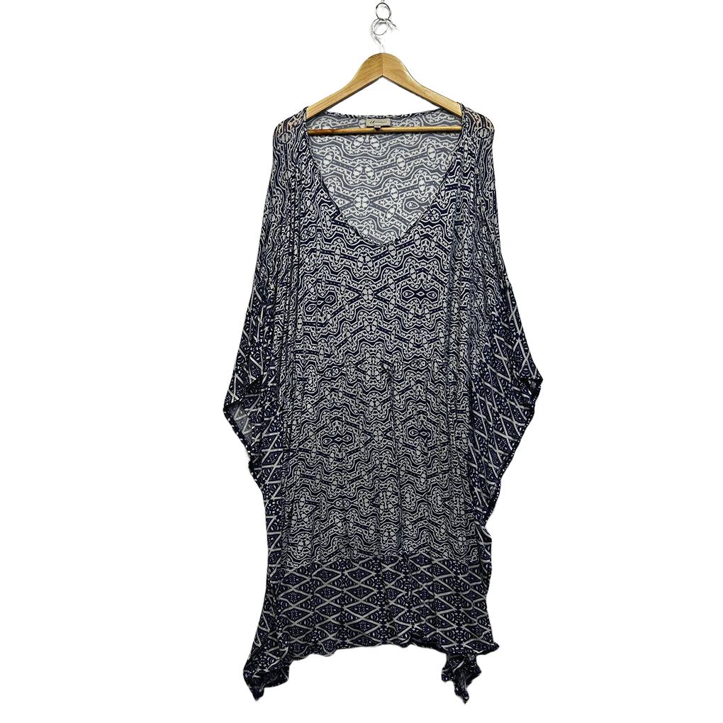 Autograph Navy Plus Size Longline Batwing Top - Size 22 (fault)