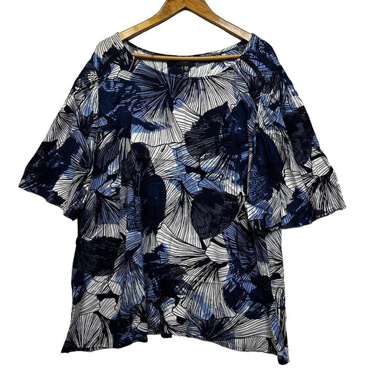 Autograph Navy and White Print Top - Size 24