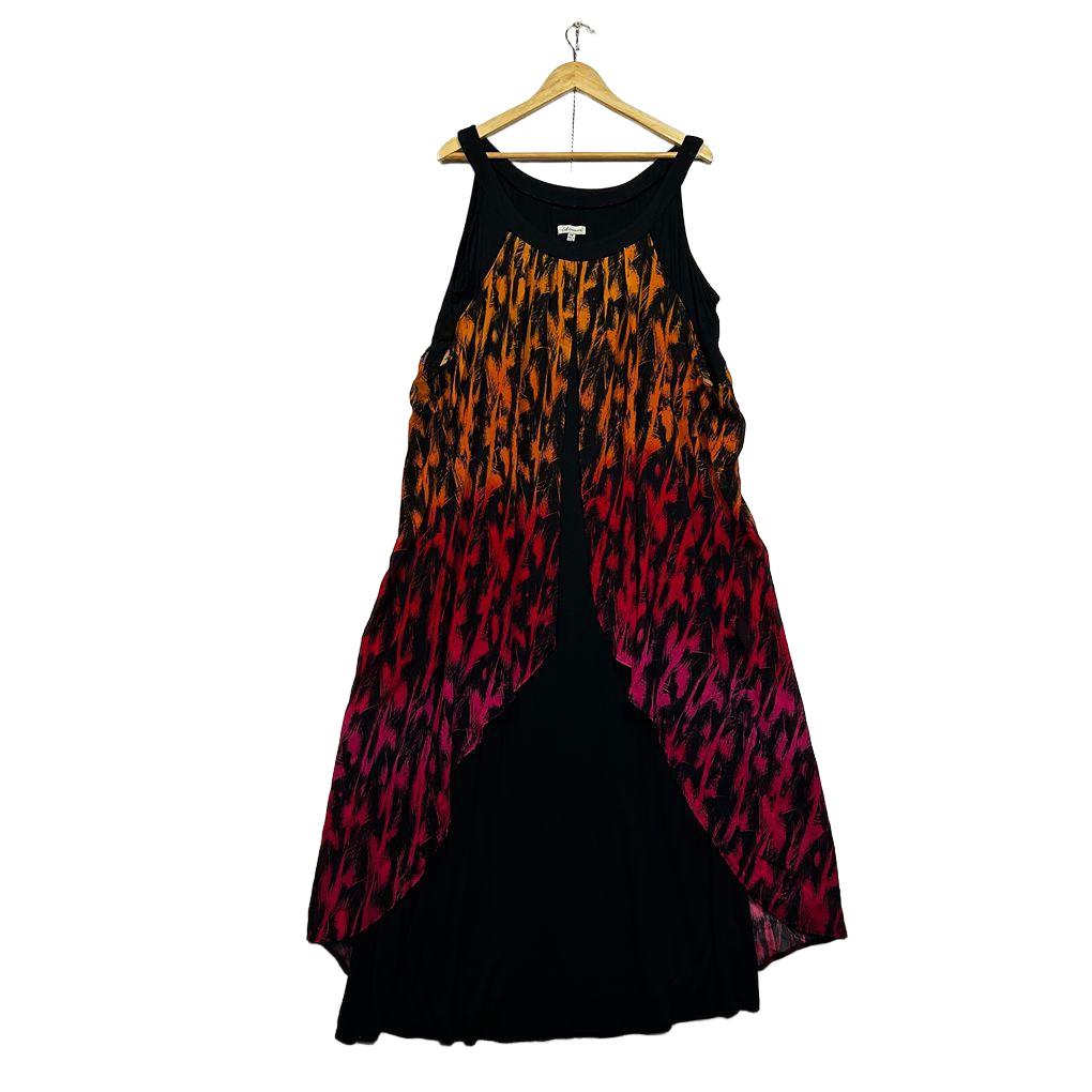 Autograph Orange Red Ombre Sleeveless Plus Size Dress - Size 20