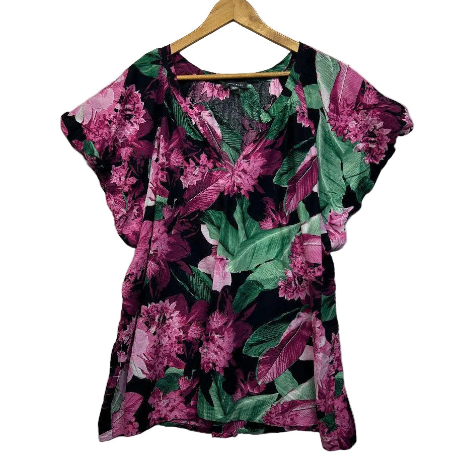 Autograph Pink Floral Cotton Top - Size 20