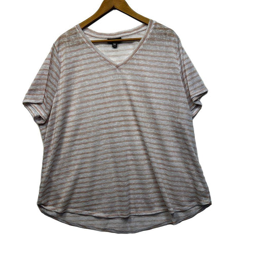 Autograph Pink Striped Top Tee - Size 24