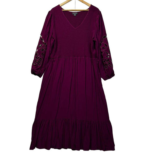 Autograph Purple Embroidered Plus Size Maxi Dress - Size 26