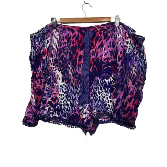 Autograph Purple/Pink Animal Print Shorts - Size 26