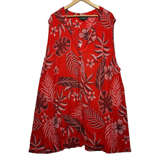 Autograph Red Floral Cotton Top - Size 30