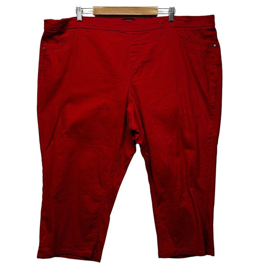 Autograph Red Plus Size Cotton Denim Cropped Pants - Size 24