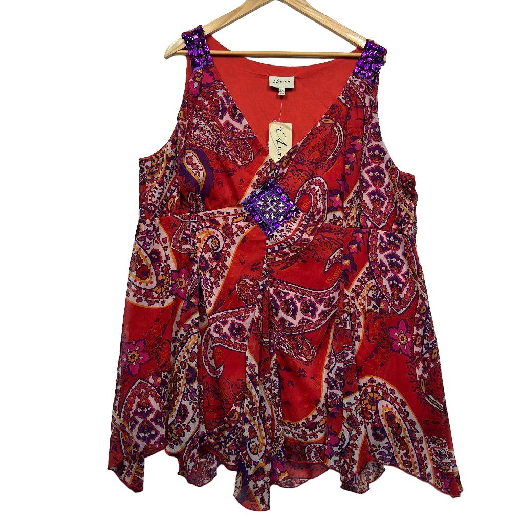 Autograph Red/Multi Embellished Top - Size 22