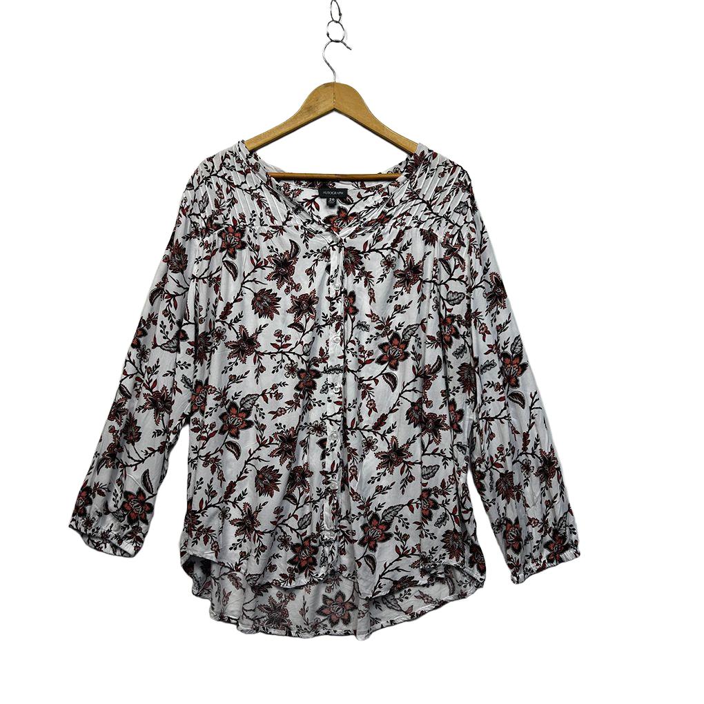 Autograph White Black Floral Plus Size Top - Size 20