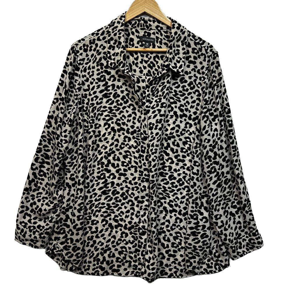 Autograph White Leopard Print Top - Size 18