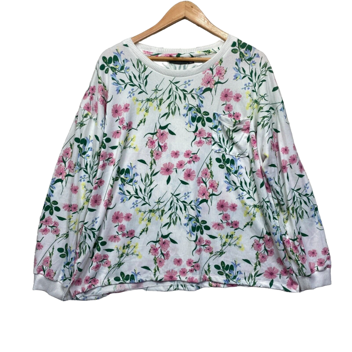 Autograph White Multicoloured Floral Plus Size Long Sleeve Knit Sweater - Size 18