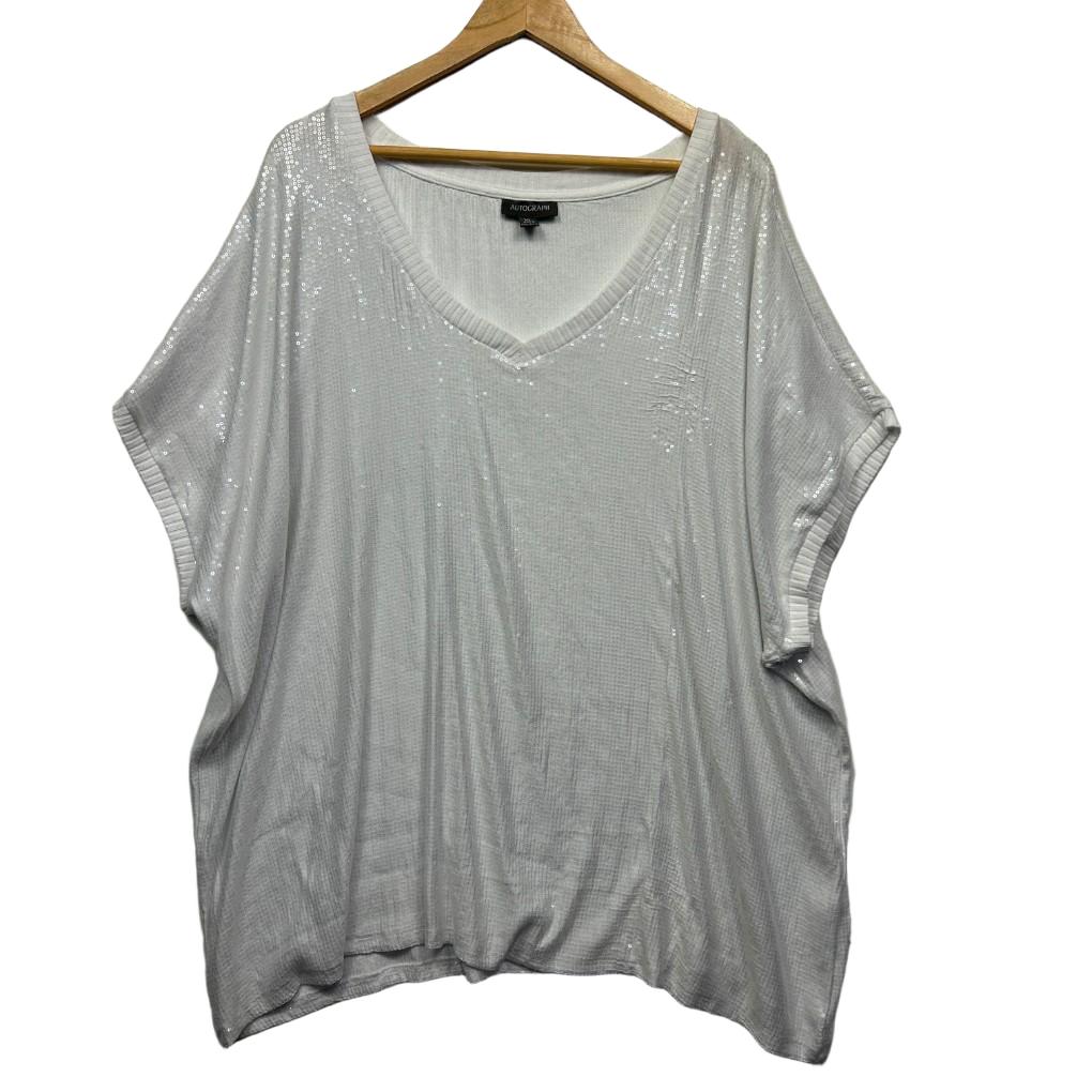 Autograph White Sequins Top - Size 22/XL