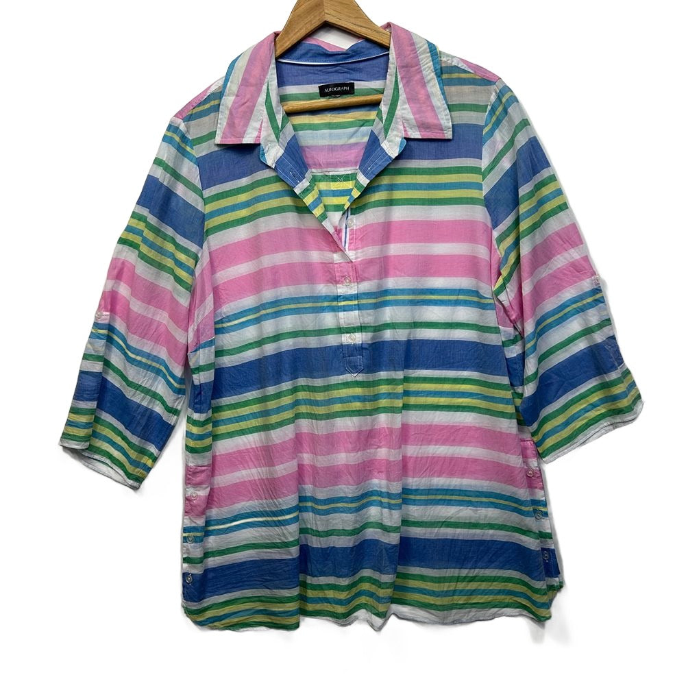 Autograph Multicoloured Cotton Top - Size 20/22