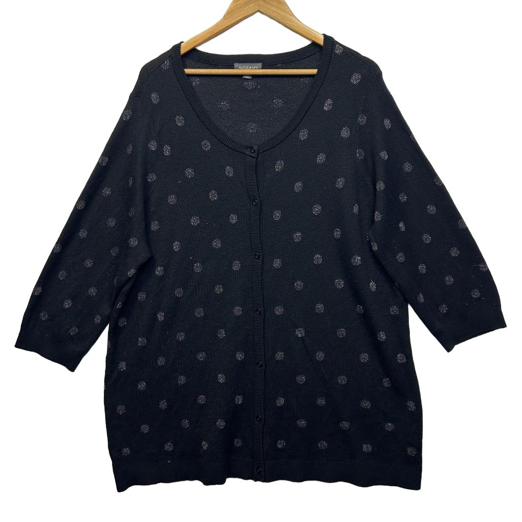 Autograph Black Spot Cardigan Knit Top - Size 22XL