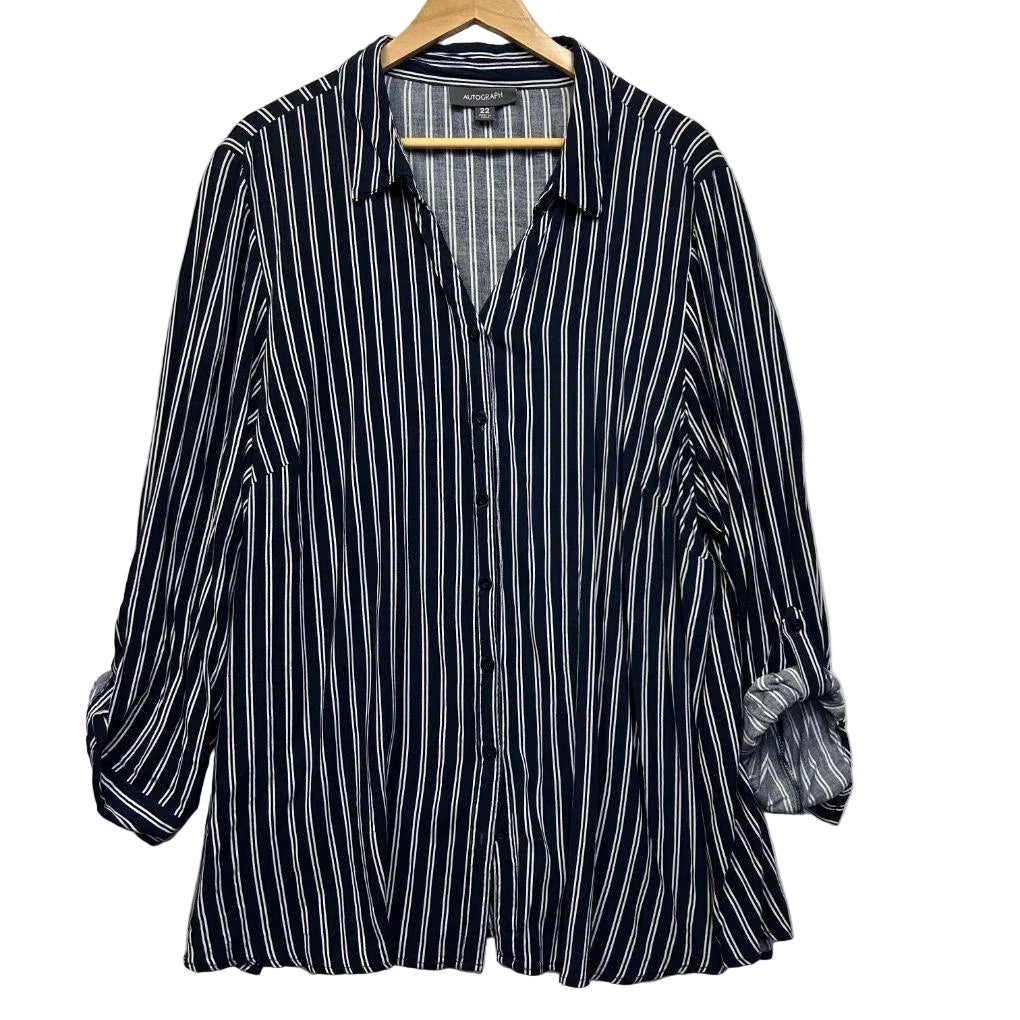 Autograph Navy Striped Shirt - Size 22