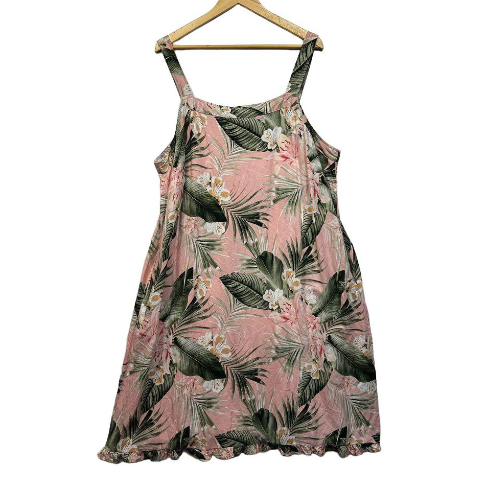 Autograph Pink Floral Linen Dress - Size 22