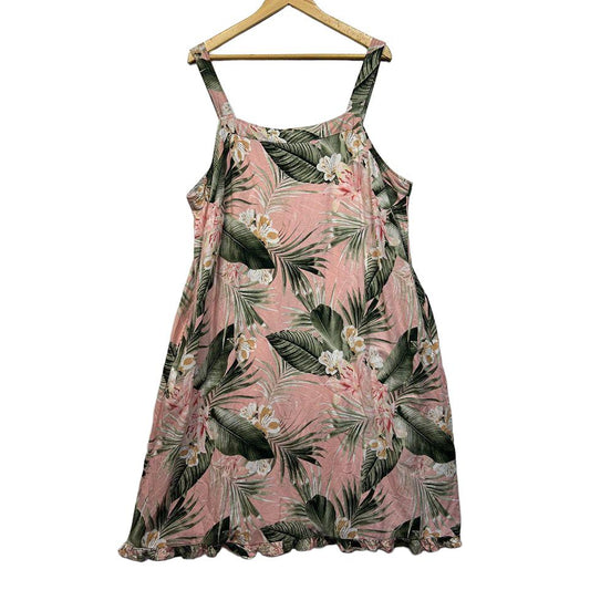 Autograph Pink Floral Linen Dress - Size 22