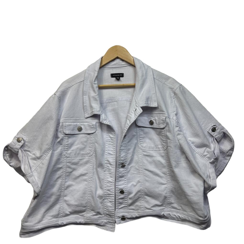 Autograph White Cropped Denim Jacket - Size 26