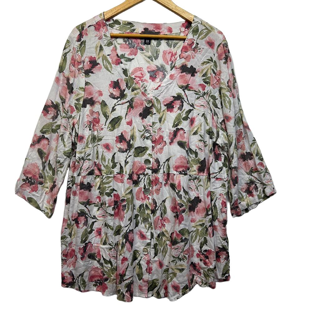 Autograph White Linen Top - Size 22