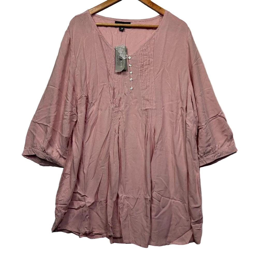 Autograph Pintuck Pink Top - Size 26