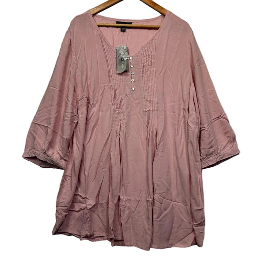 Autograph Pintuck Pink Top - Size 26