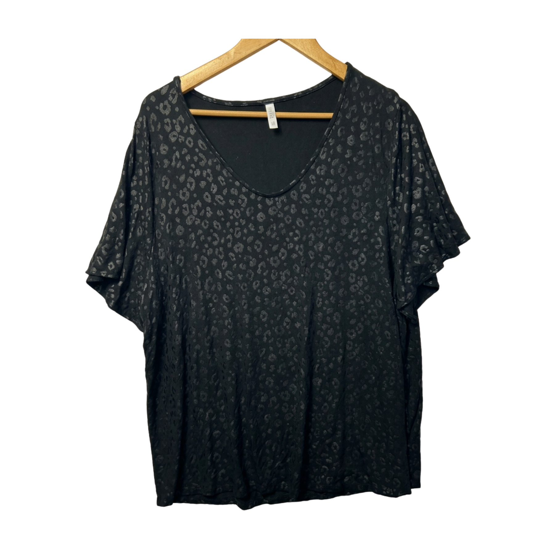 Avella Black Animal Print Top - Size 18