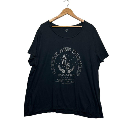Avella Black Cotton T-Shirt - Size 24