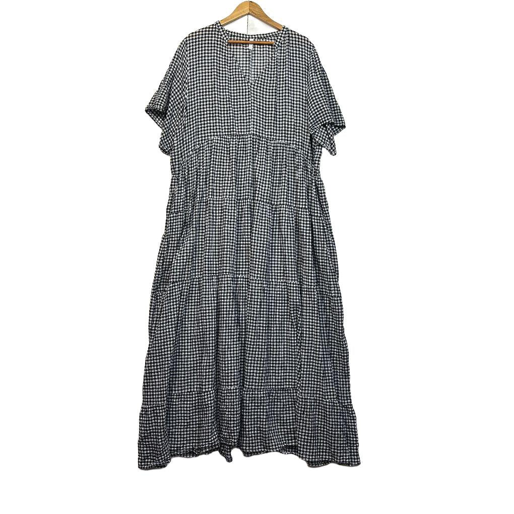Avella Black Gingham Cotton Dress - Size 20