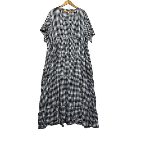 Avella Black Gingham Cotton Dress - Size 20