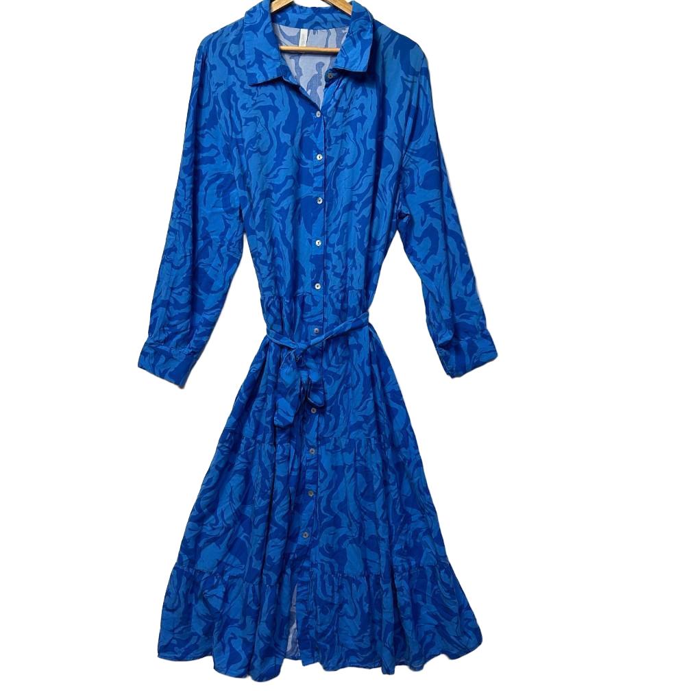 Avella Blue Print Dress - Size 18