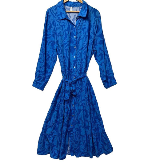 Avella Blue Print Dress - Size 18