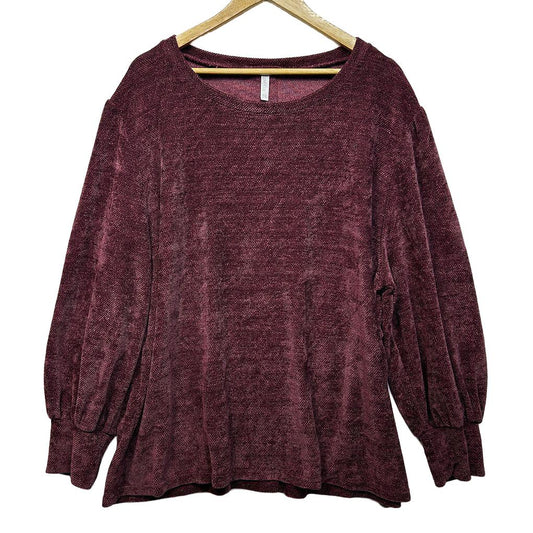 Avella Burgundy Chenille Top - Size 26