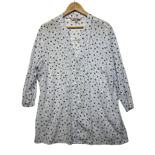 Avella White Butterfly Print Shirt - Size 18