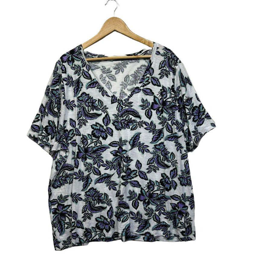 Avella White Floral Cotton Top - Size 26