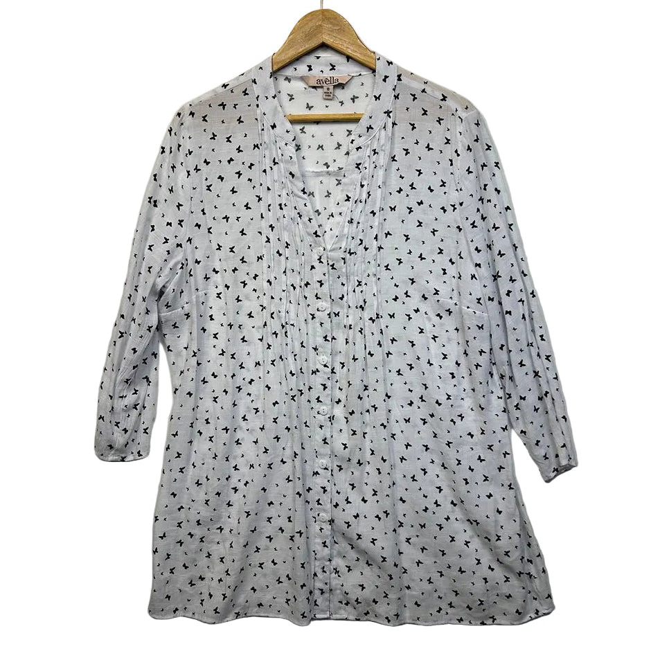 Avella Butterfly Print Shirt - Size 18