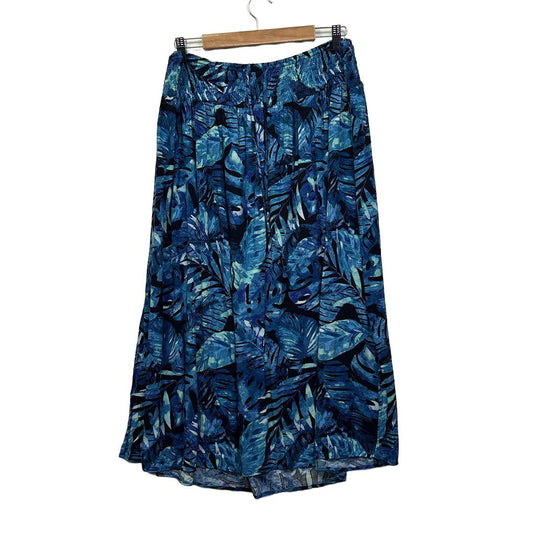 Avenue Blue Leaf Print Maxi Skirt - Size 18/20